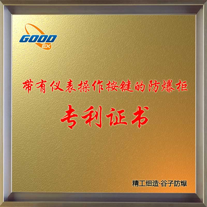 帶有儀表操作按鍵的防爆柜-專利證書